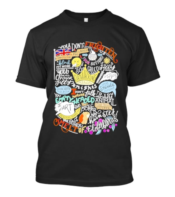 Monty Python Holy Grail Taunting French Knight Humorous Quote Crown Flag T-Shirt
