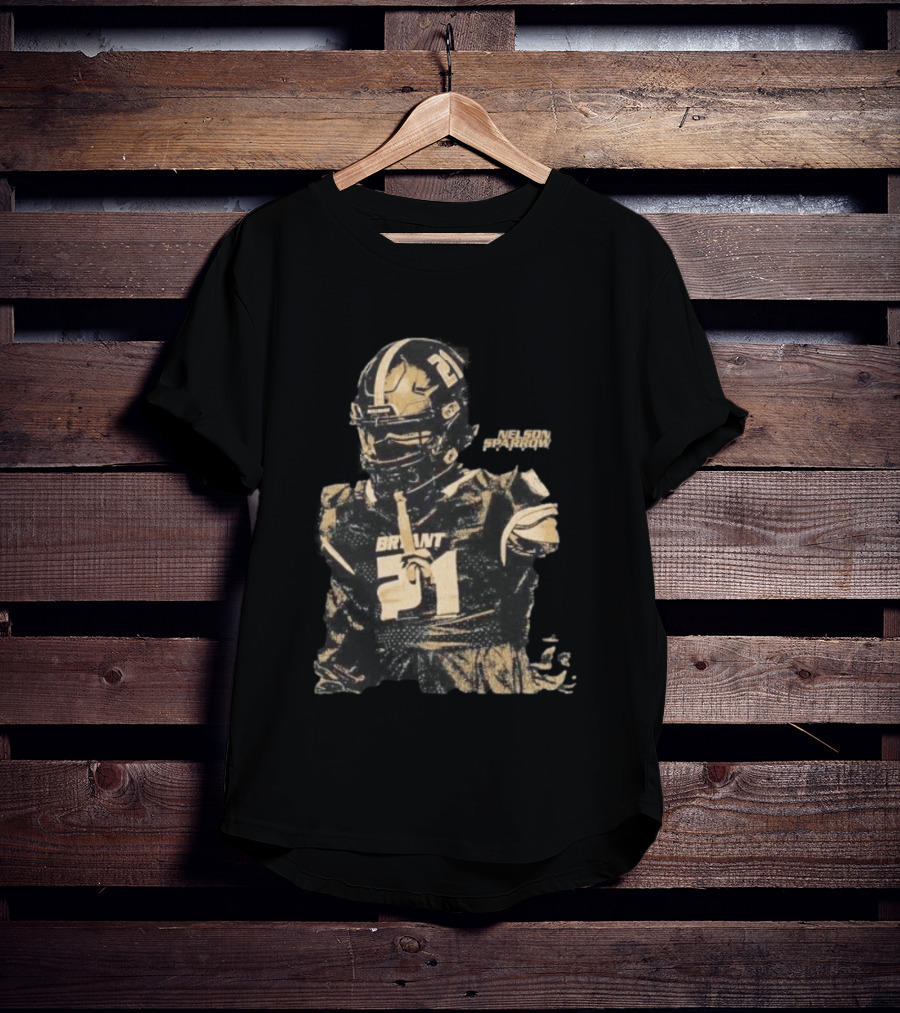 Bryant Bulldogs Nelson Sparrow No 21 Safety Distressed Football T-Shirt