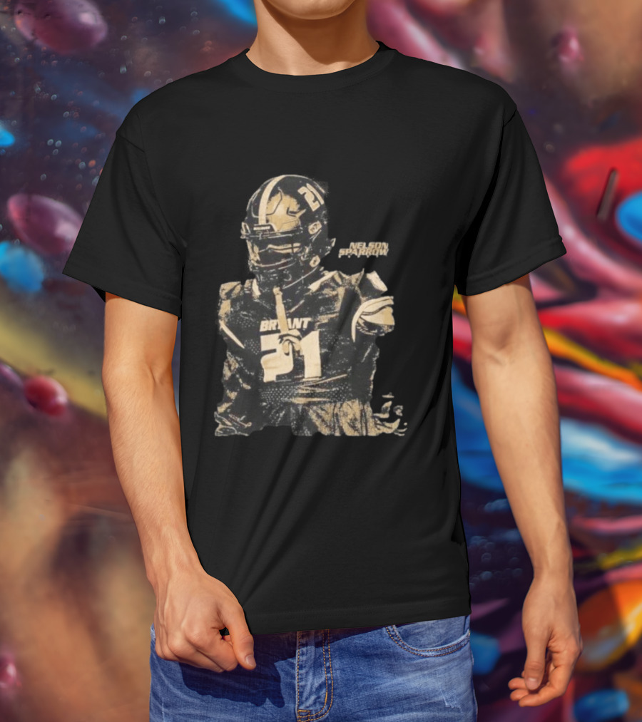 Bryant Bulldogs Nelson Sparrow No 21 Safety Distressed Football T-Shirt