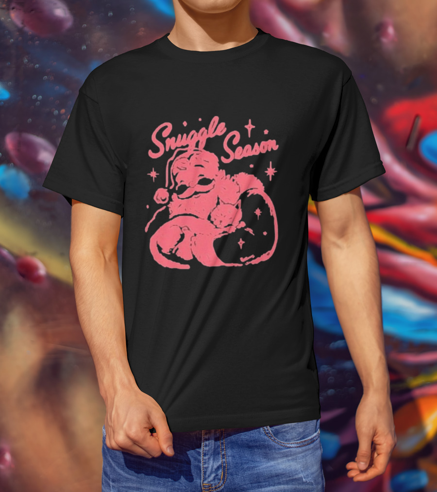 Snuggle Season Santa Claus Christmas Cat T-Shirt