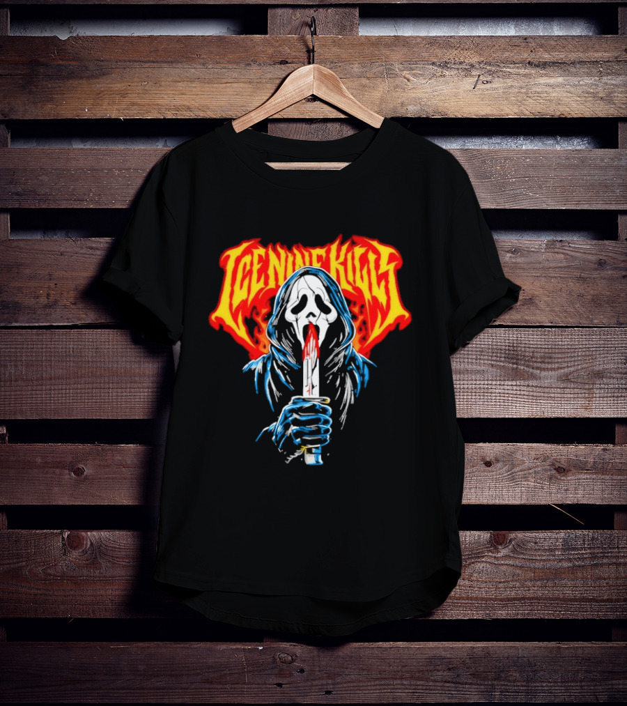 Ice Nine Kills Ghostface Horror Metal Band Red Text Knife T-Shirt