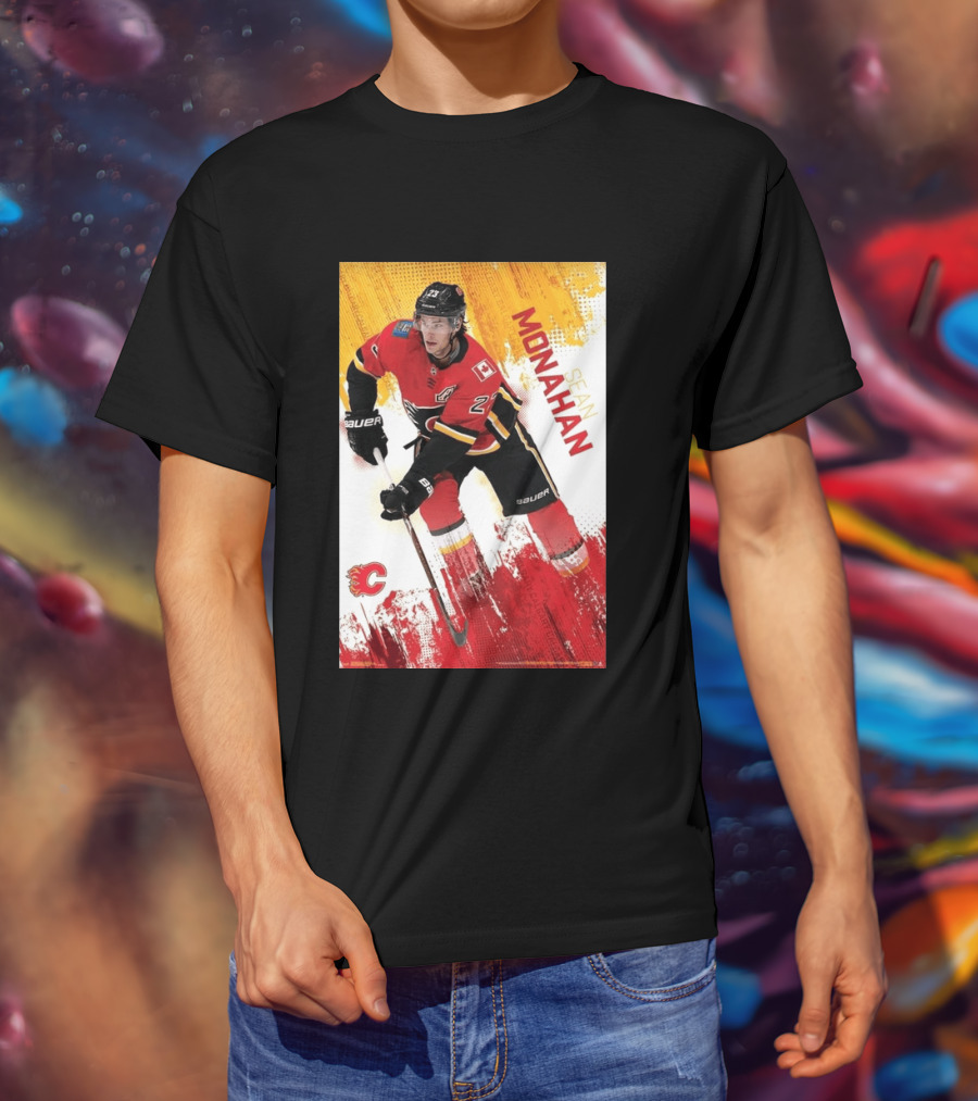 Sean Monahan Calgary Flames NHL Hockey Action T-Shirt