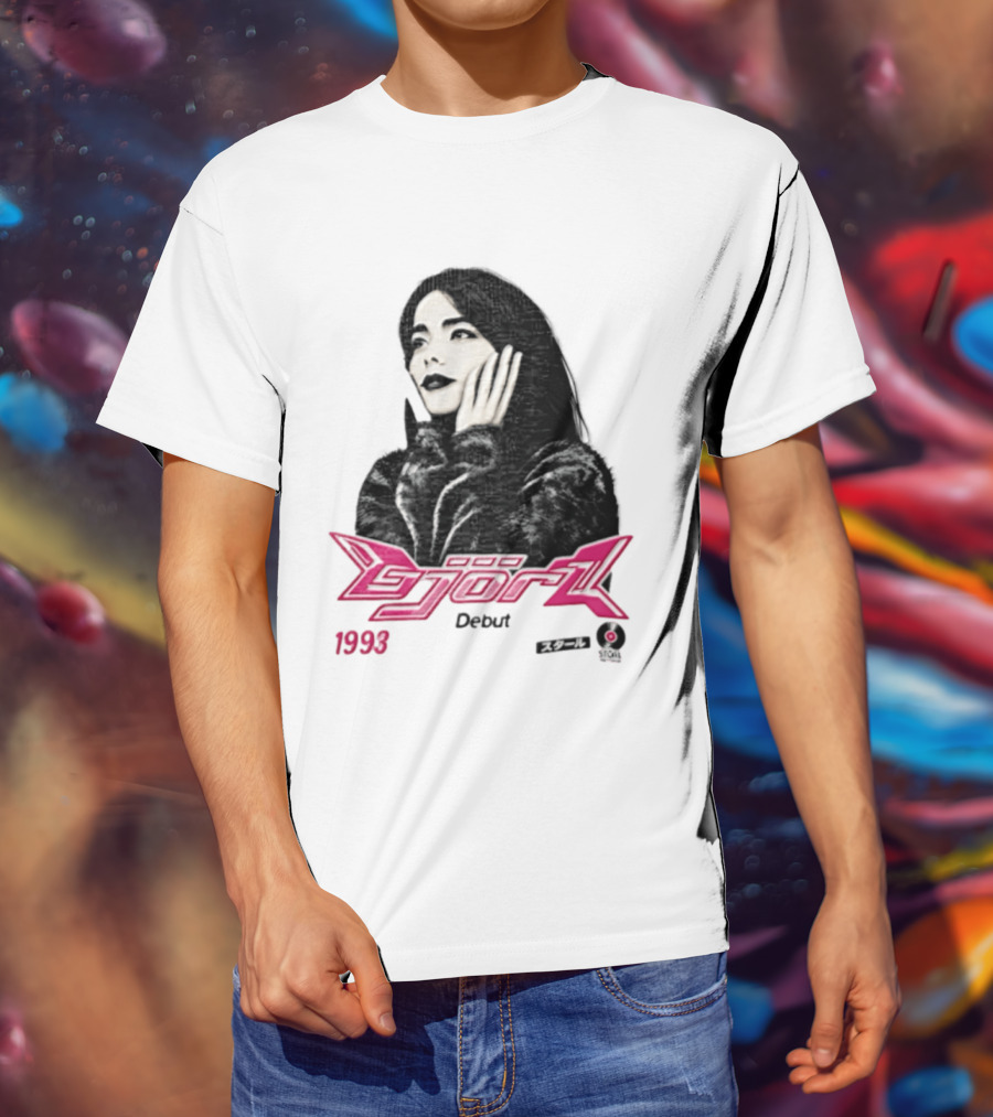 Bjork Debut 1993 Woman Hands On Face Pink T-Shirt