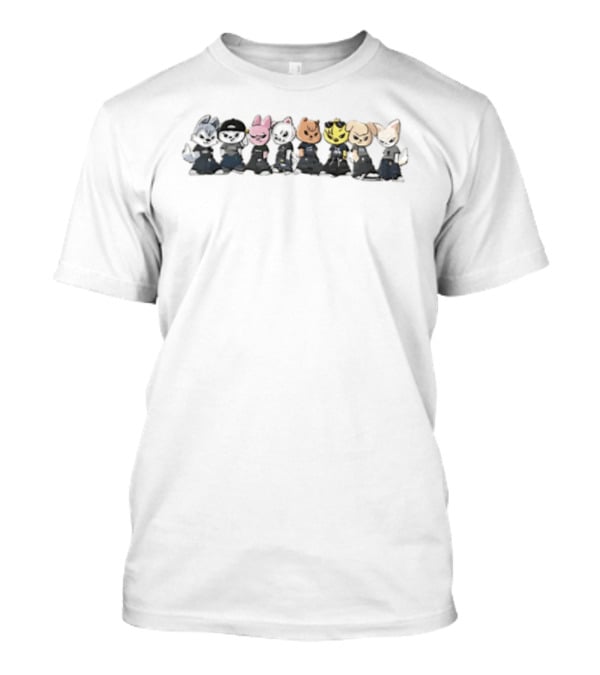Eight Stylish Cartoon Animal Friends In Cool Outfits T-Shirt