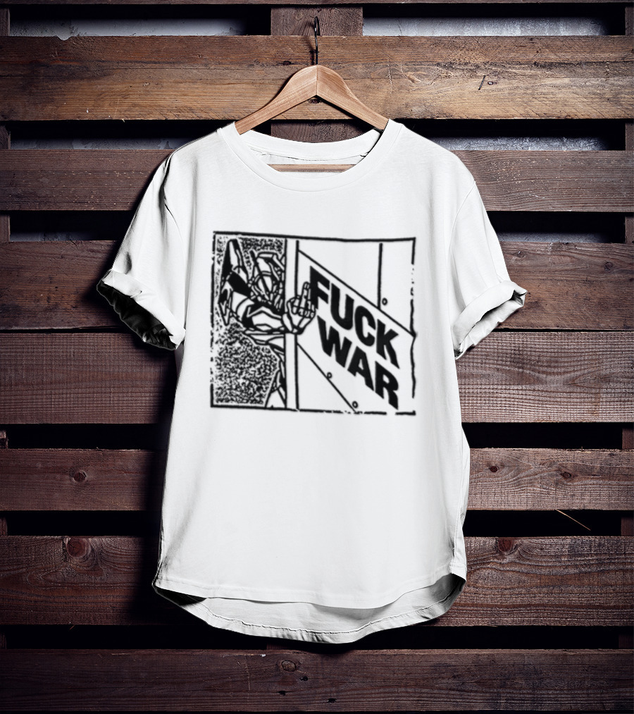 Fuck War Robot Middle Finger Gesture T-Shirt
