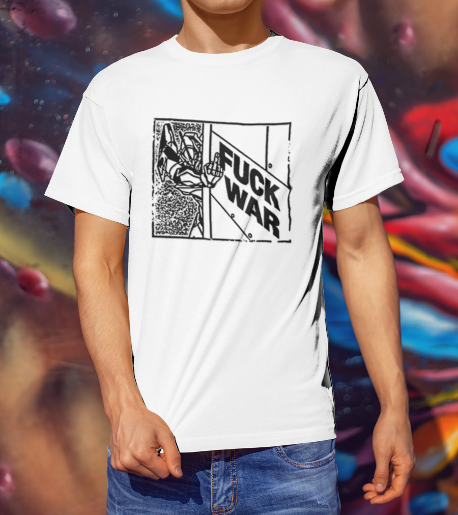 Fuck War Robot Middle Finger Gesture T-Shirt