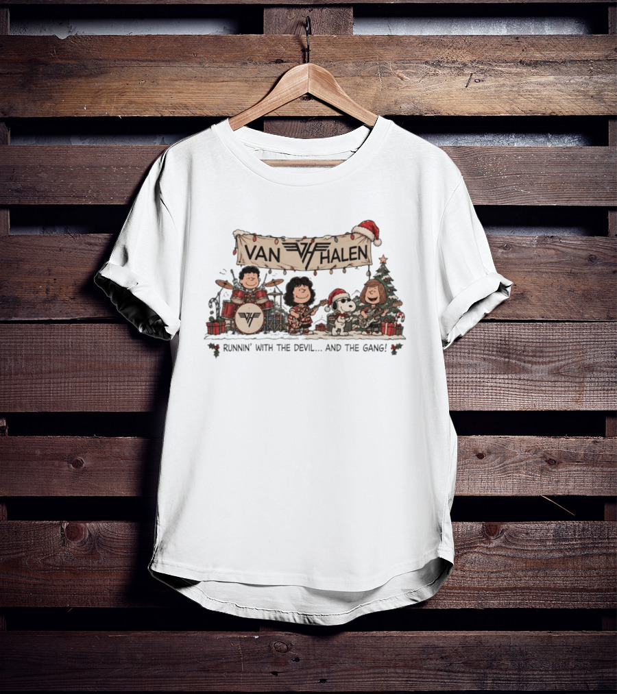 Van Halen Snoopy Peanuts Gang Runnin' With The Devil Christmas T-Shirt