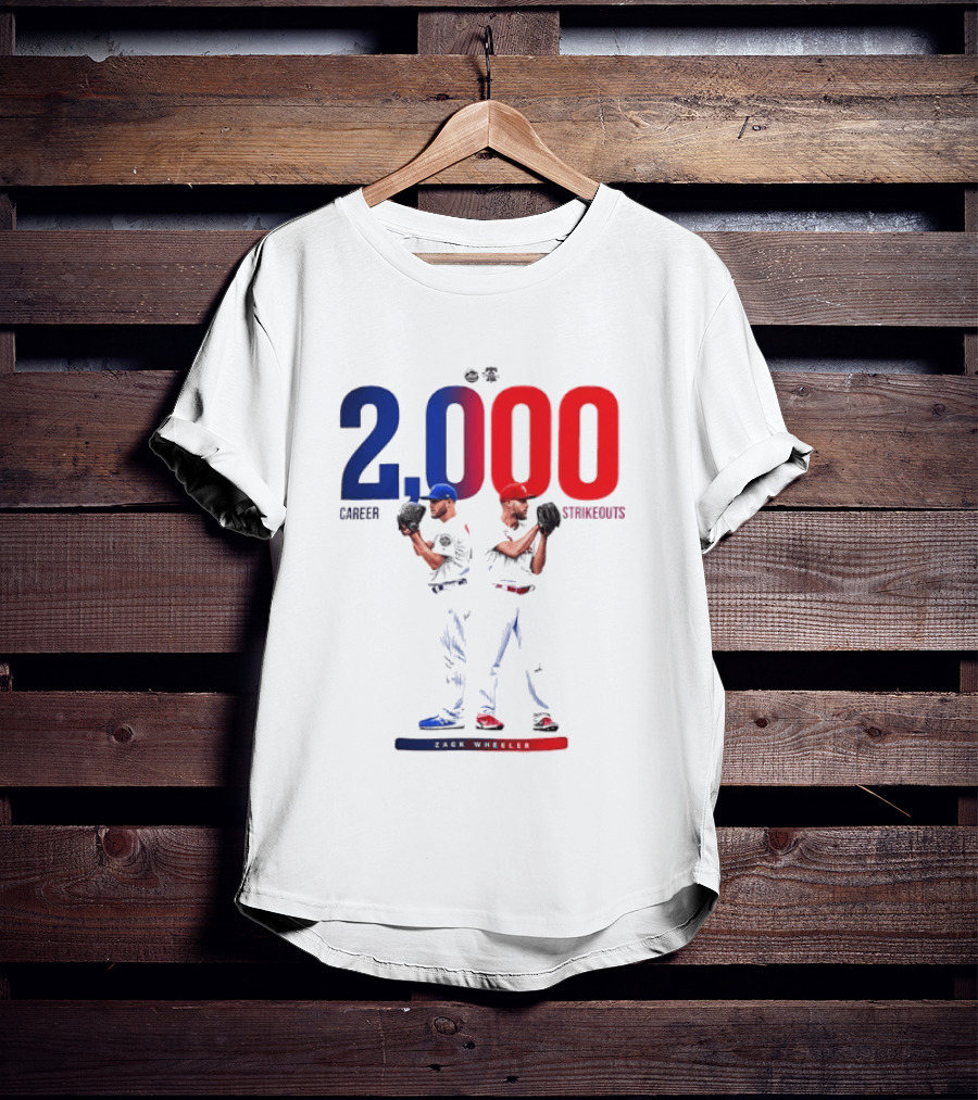 Zack Wheeler 2000 Career Strikeouts NY Mets Philadelphia Phillies T-Shirt
