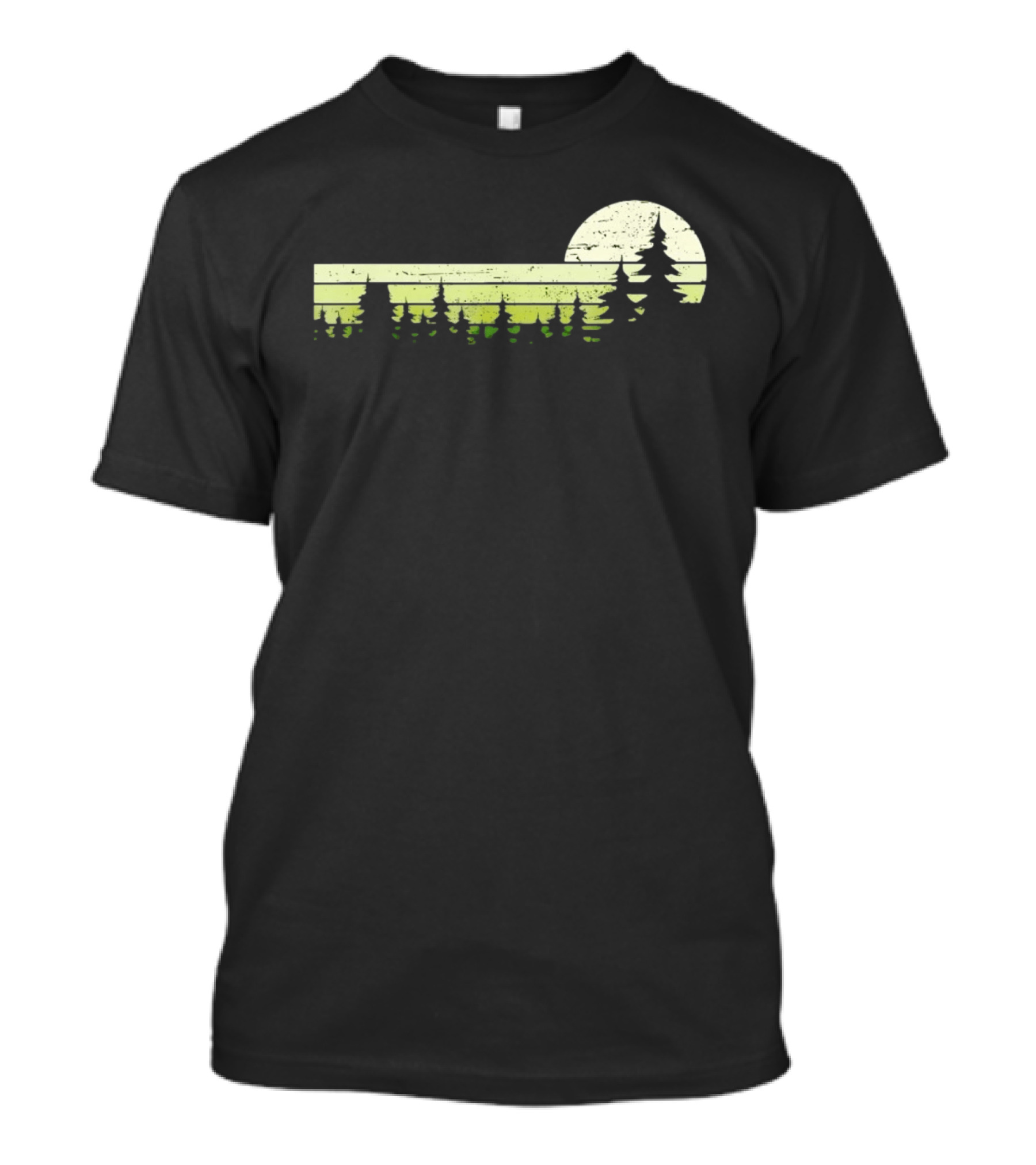 Forest Sunset Silhouette Nature Trees With Circle Sun T-Shirt