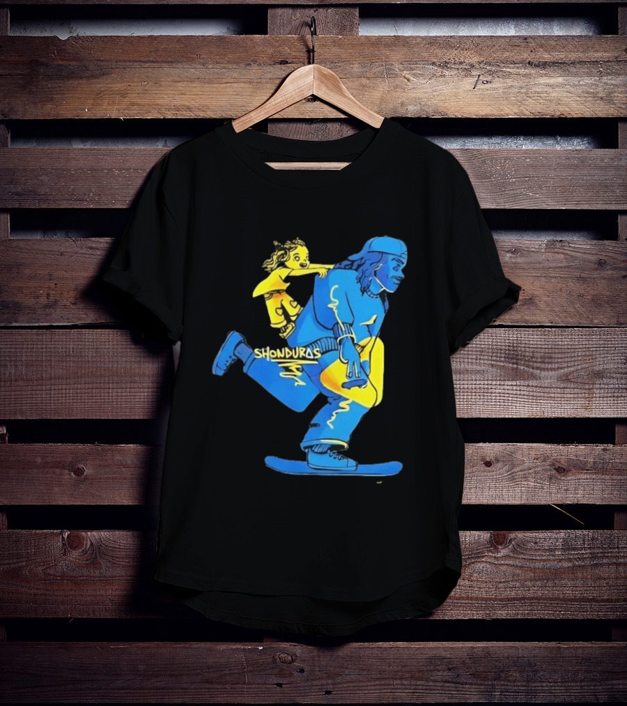 Shonduras Skateboard Skater Yellow Blue T-Shirt