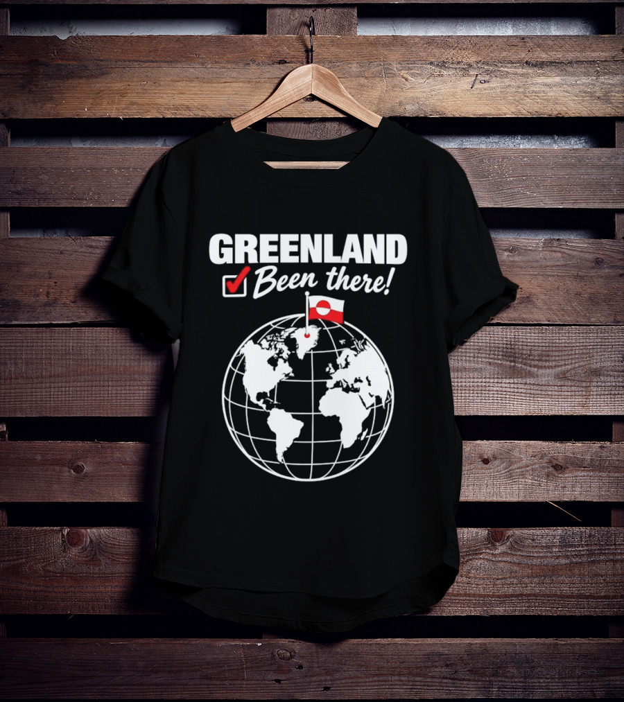 Greenland Been There Travel Map With Flag And Globe T-Shirt