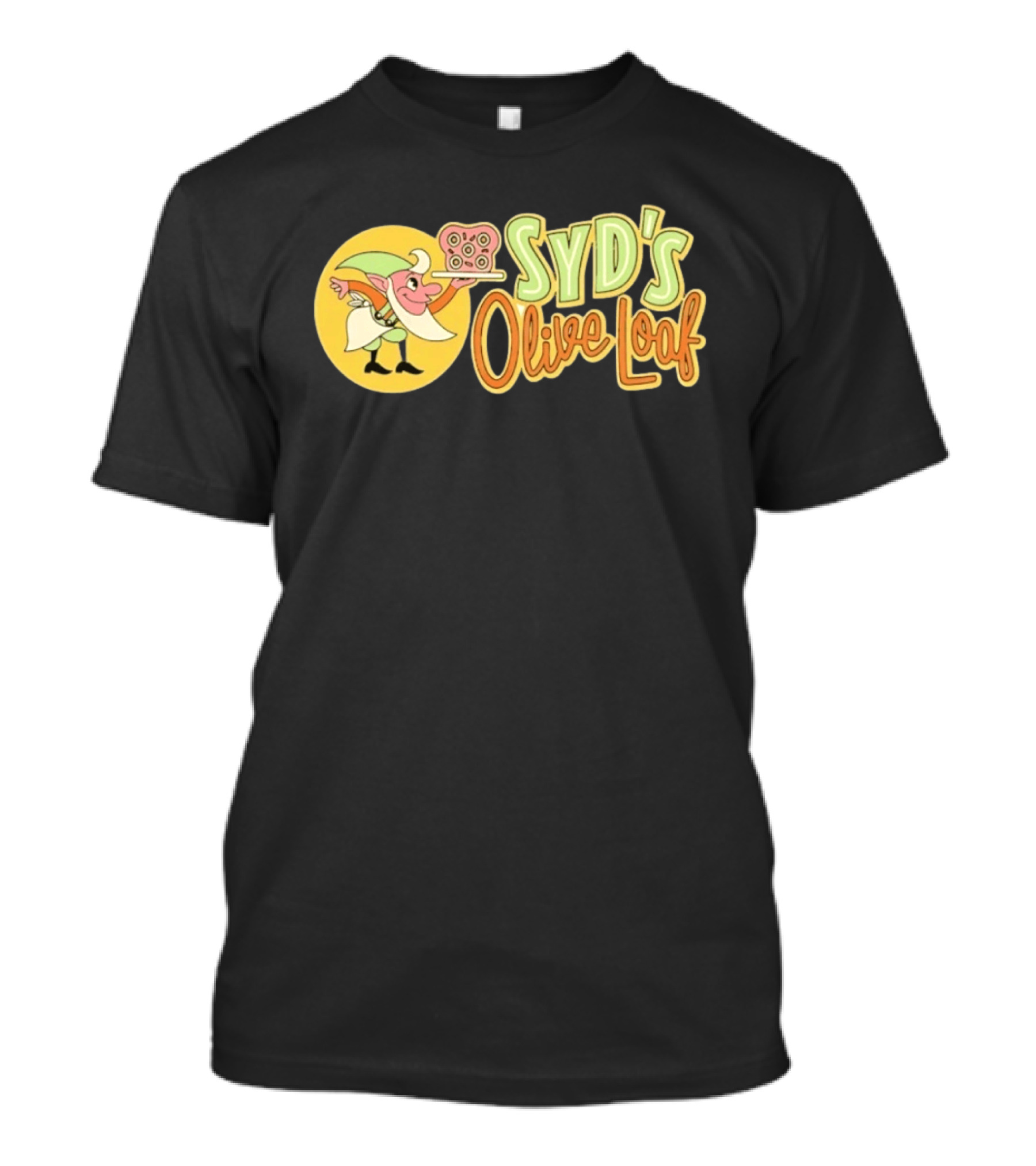 Syd's Olive Loaf Elf Holding Sandwich T-Shirt