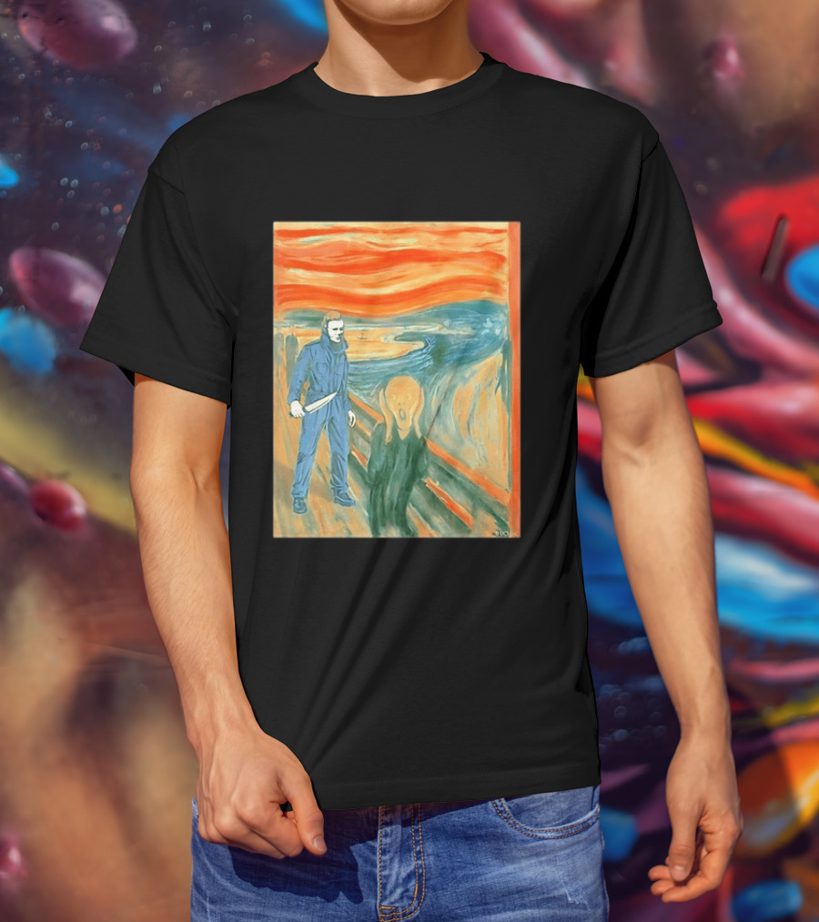 Michael Myers Meets The Scream Edvard Munch Mashup T-Shirt
