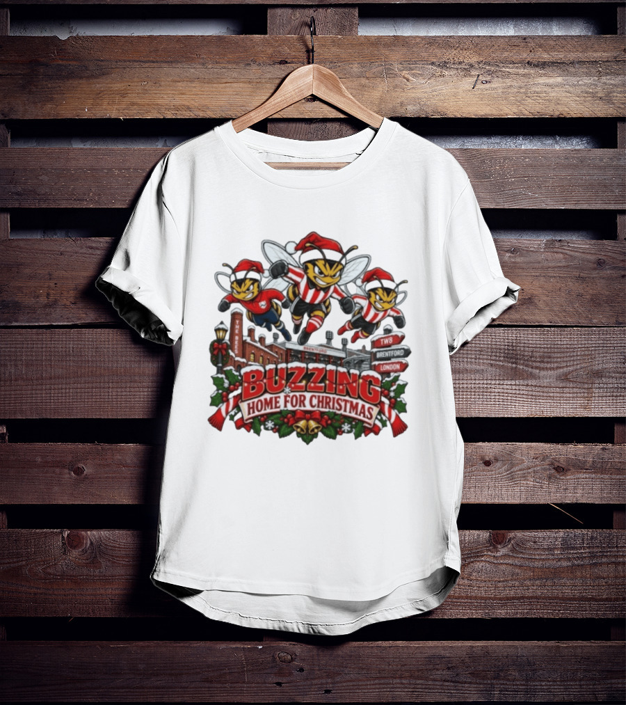 Buzzing Home For Christmas Bees TW8 Brentford London T-Shirt