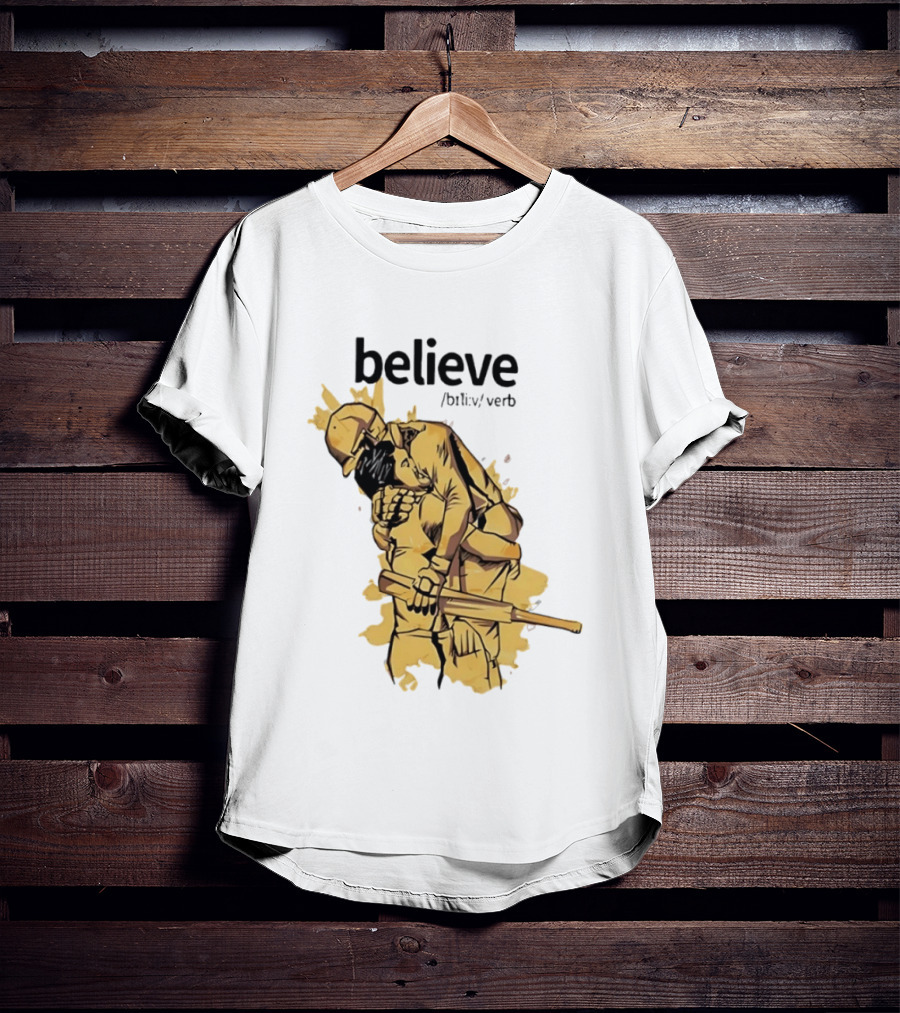 Believe Verb Definition Inspirational Motivation Embrace Cricket Players Hugging T-Shirt