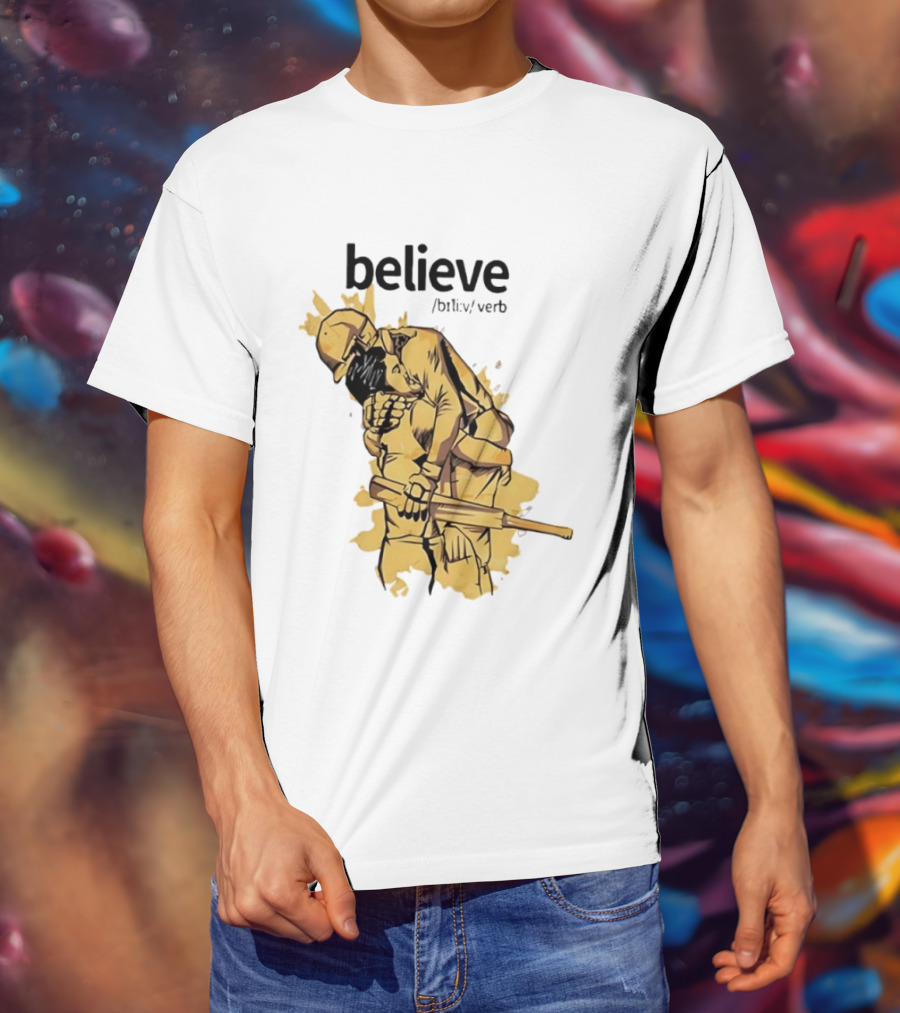 Believe Verb Definition Inspirational Motivation Embrace Cricket Players Hugging T-Shirt