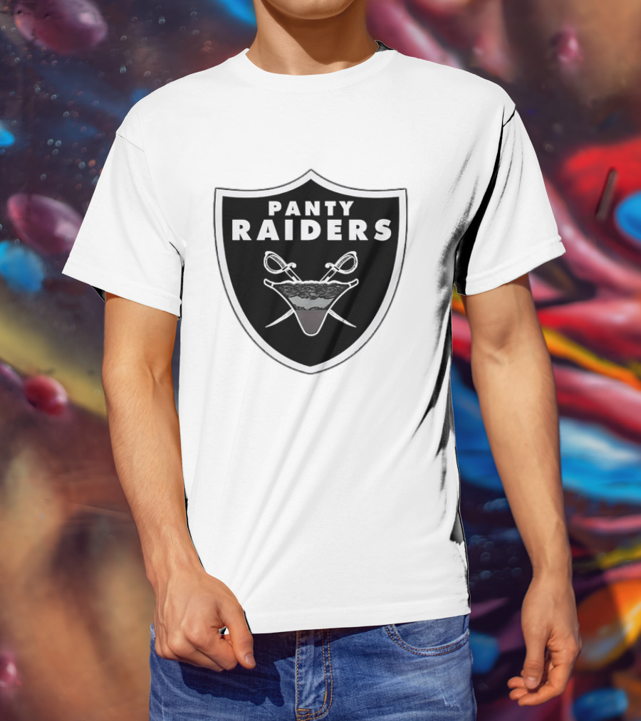 Las Vegas Panty Raiders Shield Swords And Underwear Crest T-Shirt