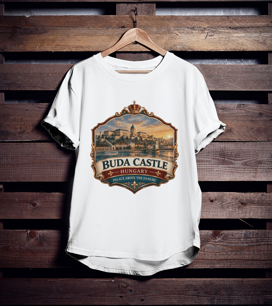 Buda Castle Hungary Palace Above The Danube Majestic Sunset View T-Shirt
