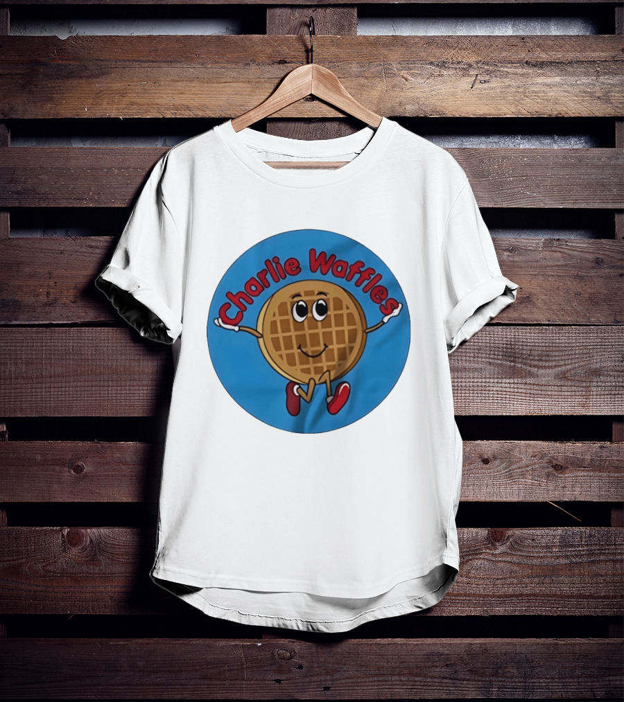Charlie Waffles Cartoon Smiling Character In Red Shoes T-Shirt