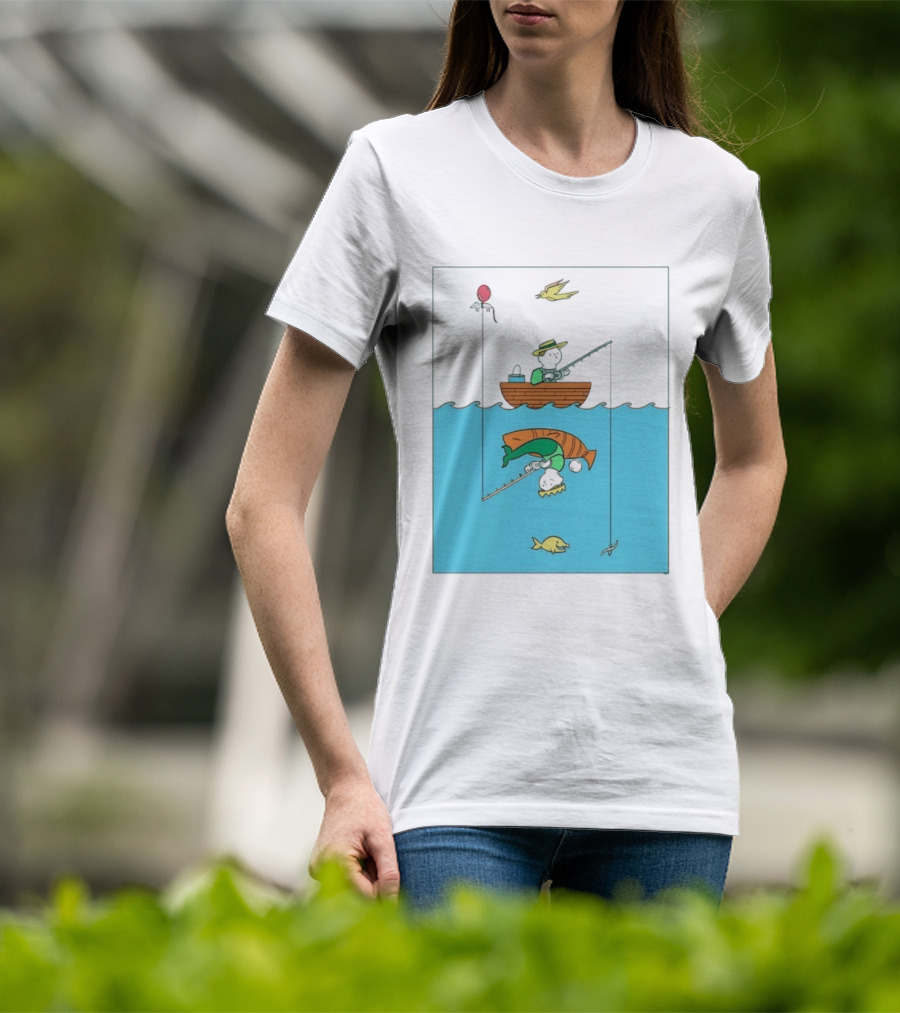 Owenbroadcast Fishing Bear With Turtle And Balloon T-Shirt
