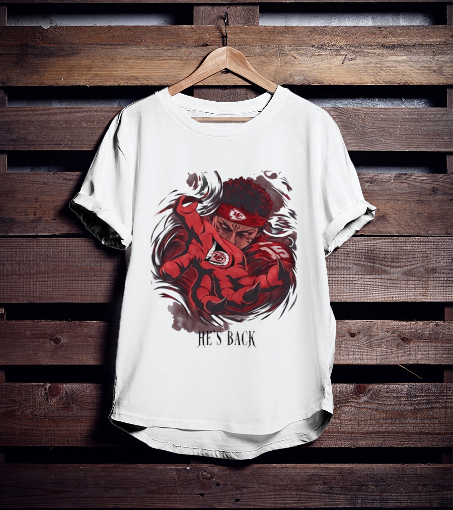 Patrick Mahomes He's Back Kansas City Chiefs Anime Style Football T-Shirt