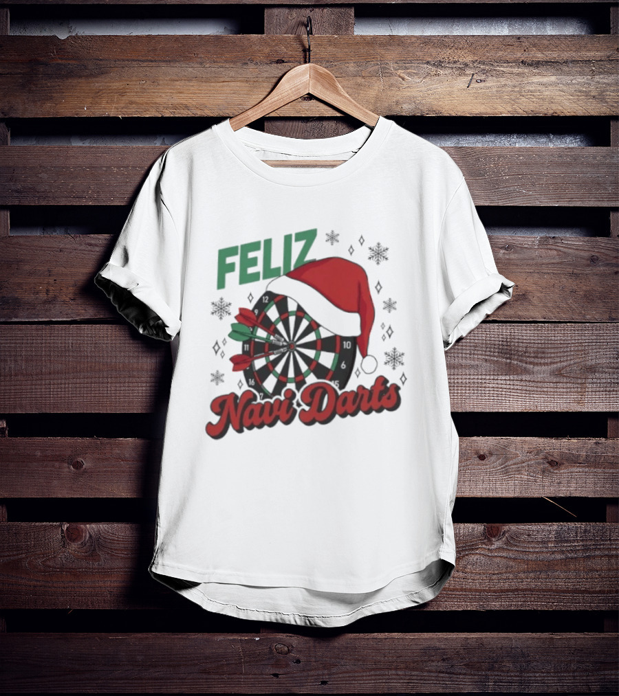 Feliz Navidarts Christmas Santa Hat Darts Board Snowflakes T-Shirt