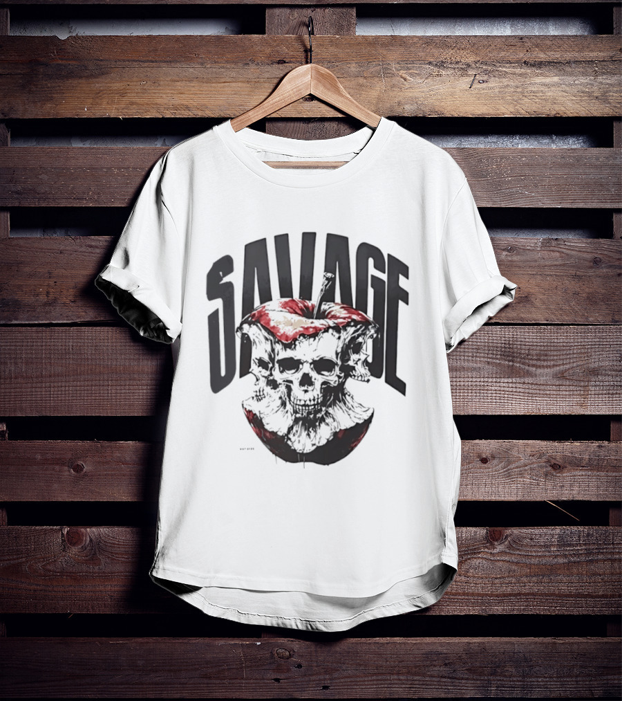 Savage Skull Apple Gothic Edgy T-Shirt