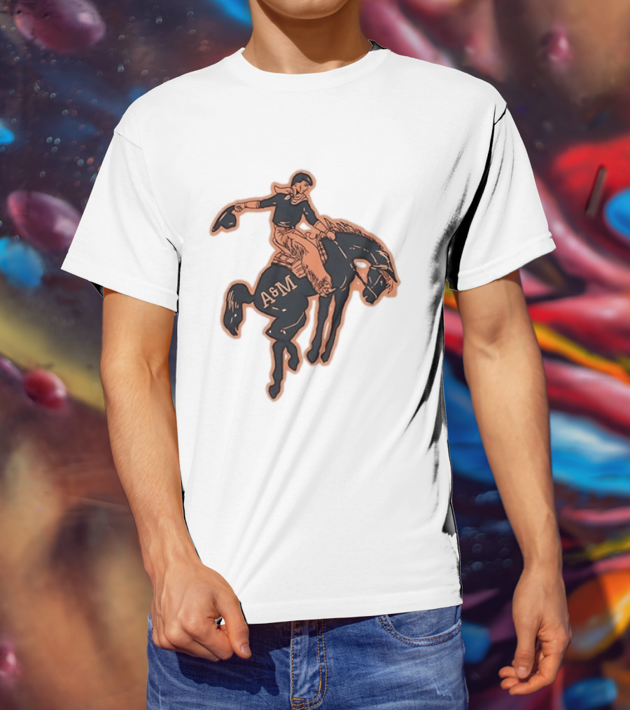 Texas A&M Aggies College Station Vintage Cowboy Riding A&M Horse T-Shirt