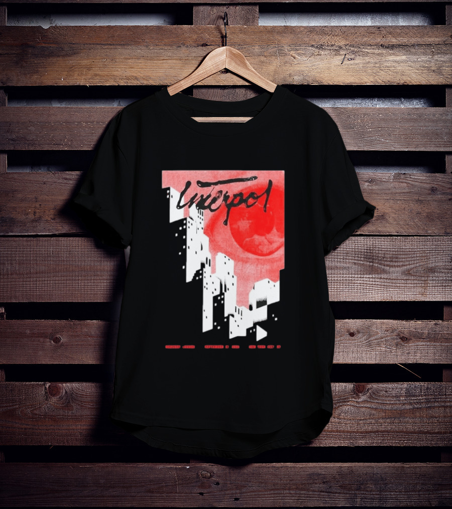 Interpol New York September 27 2026 Tour Cities Skyline Red Moon T-Shirt
