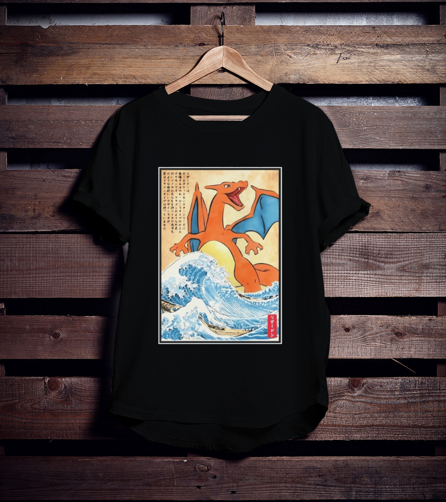 Charizard Ukiyo E Wave Japanese Pokemon Lizardon Kanagawa Print T-Shirt