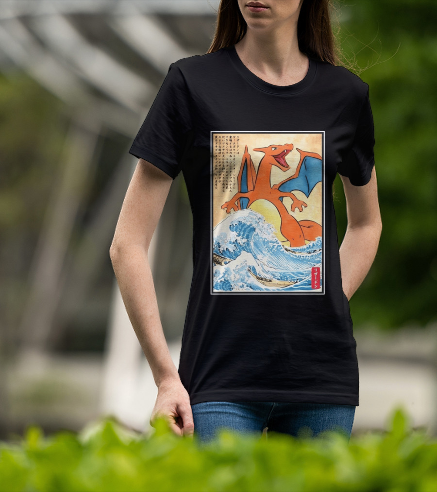Charizard Ukiyo E Wave Japanese Pokemon Lizardon Kanagawa Print T-Shirt
