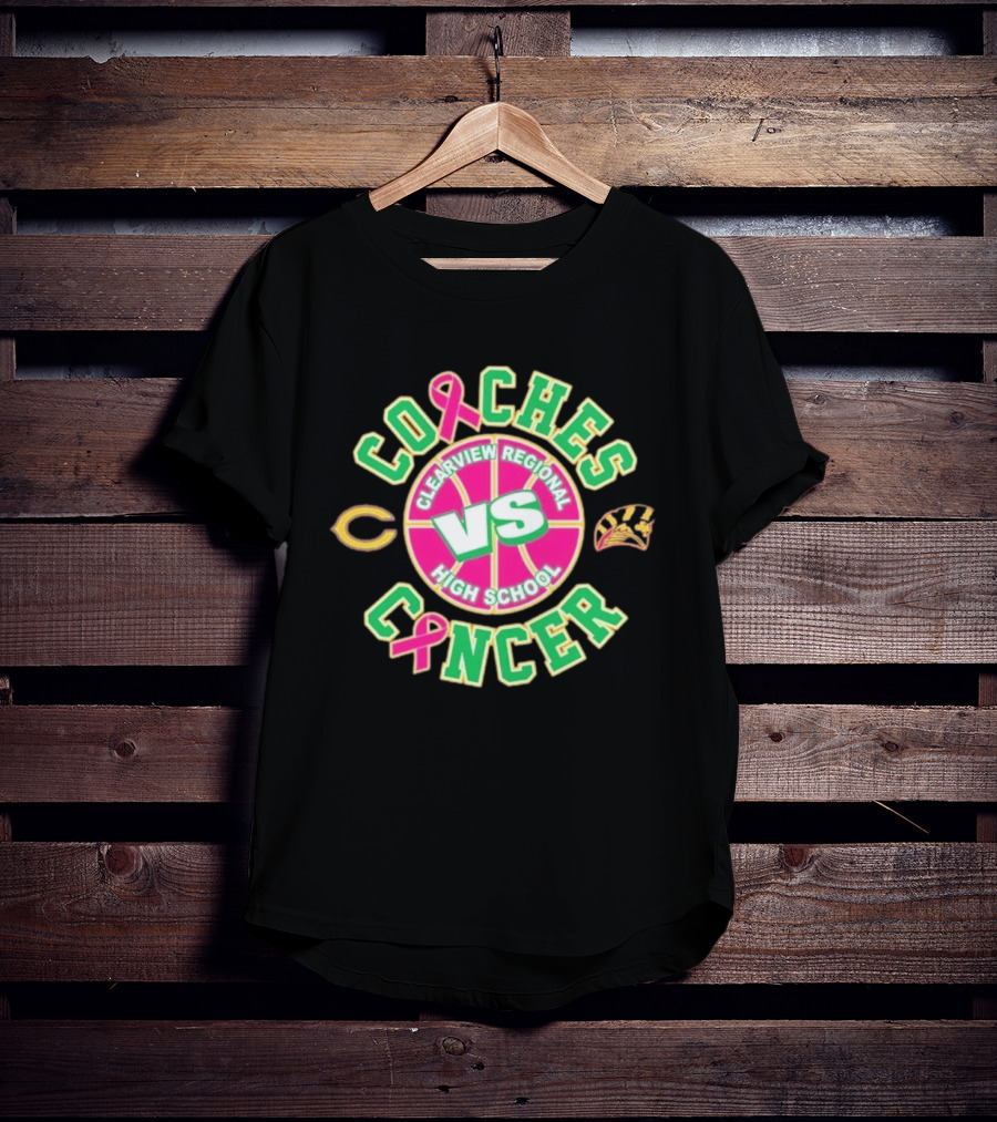 Clearview Regional High School Coaches Vs Cancer Basketball Pink Ribbon Event T-Shirt