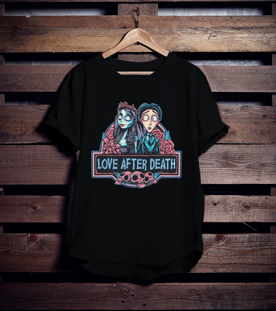 Corpse Bride Love After Death Tim Burton Roses Skulls T-Shirt