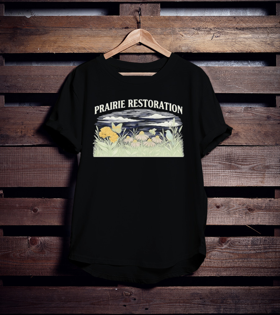 Prairie Restoration Butterfly Hummingbird Wildflowers Botanical Wildlife T-Shirt