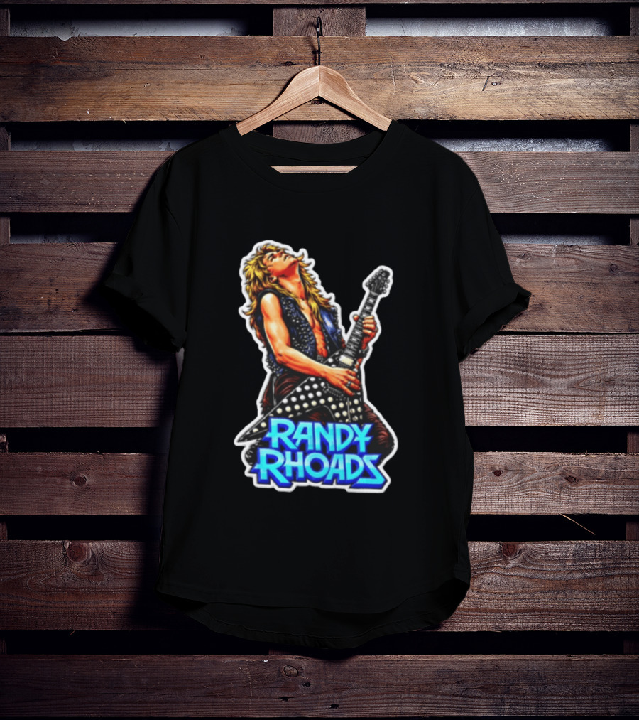 Randy Rhoads Polka Guitar Blonde Guitarist Playing T-Shirt