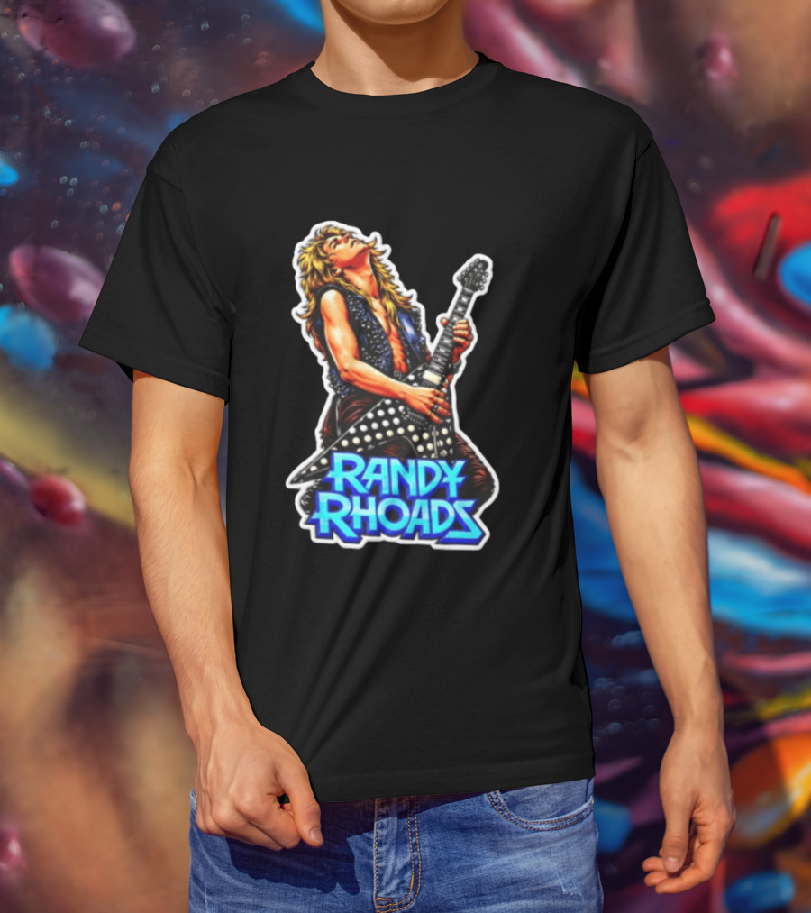 Randy Rhoads Polka Guitar Blonde Guitarist Playing T-Shirt