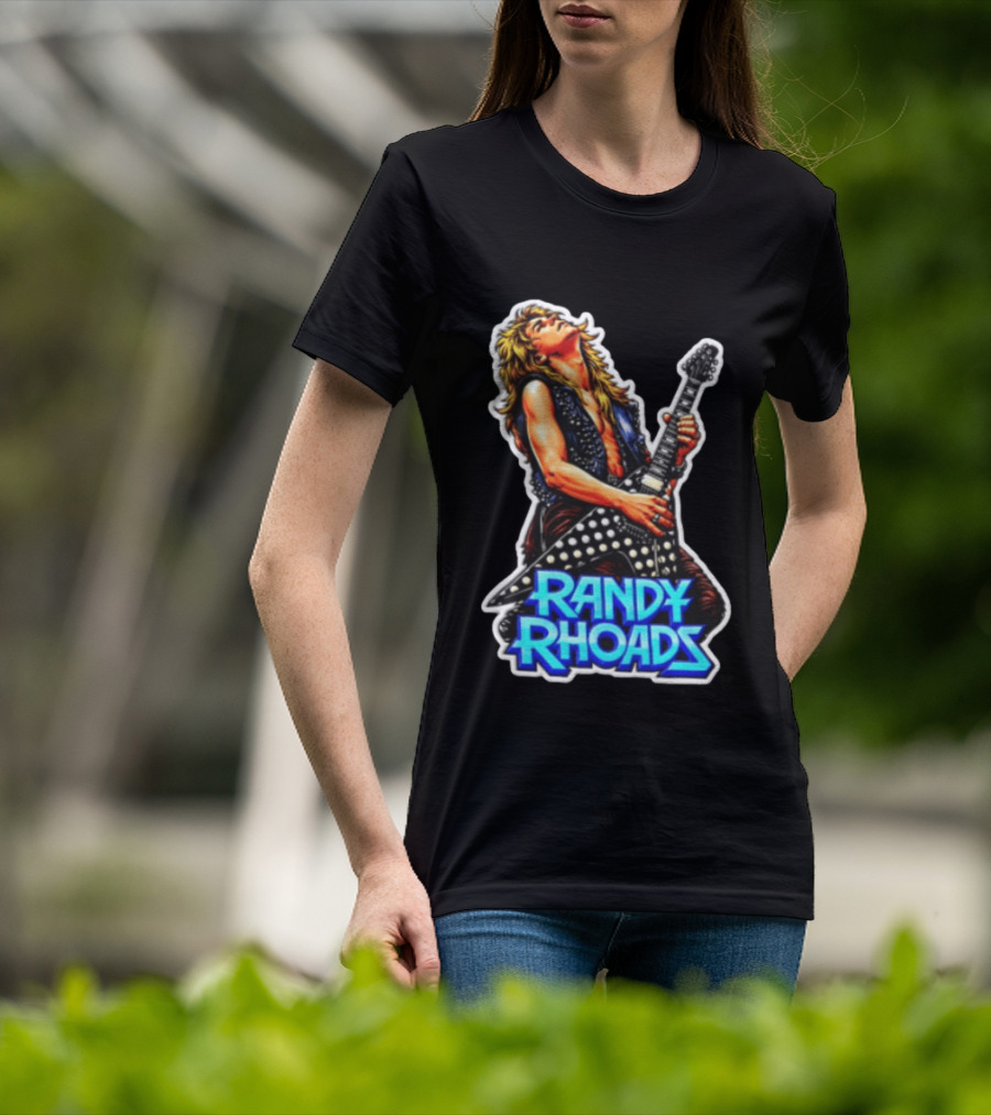 Randy Rhoads Polka Guitar Blonde Guitarist Playing T-Shirt
