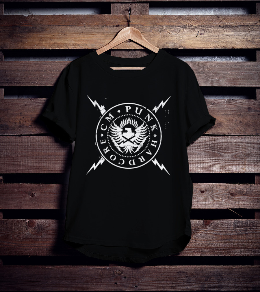 Distressed CM Punk Hardcore Wrestling Iconic Lightning T-Shirt