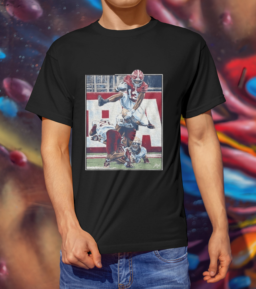 Alabama Football EJ Crowell Leaping Over Noles Defenders T-Shirt