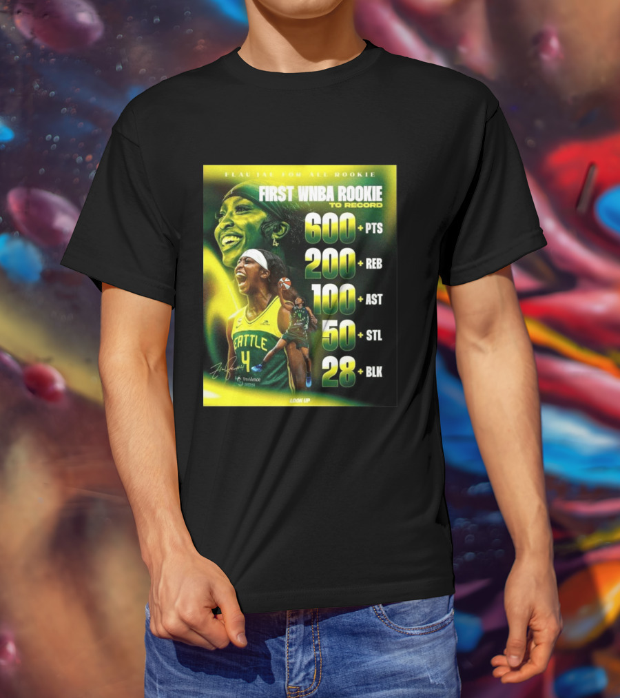 Flau'jae For All Rookie First WNBA Rookie To Record 600+ PTS 200+ REB 100+ AST 50+ STL 28+ BLK Seattle T-Shirt