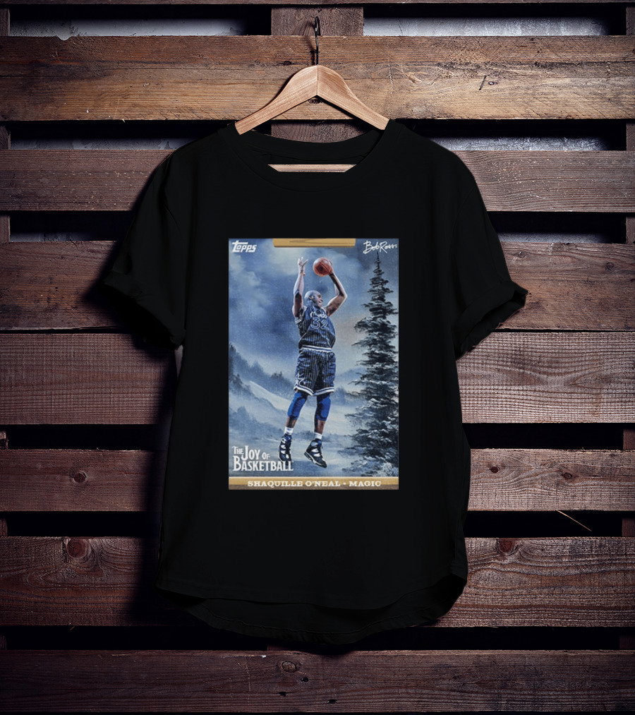 Shaquille O'Neal Magic Topps Bob Ross The Joy Of Basketball Card T-Shirt