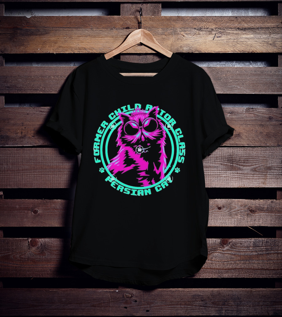 Former Child Actor Class Persian Cat Neon Crowned Kitty T-Shirt