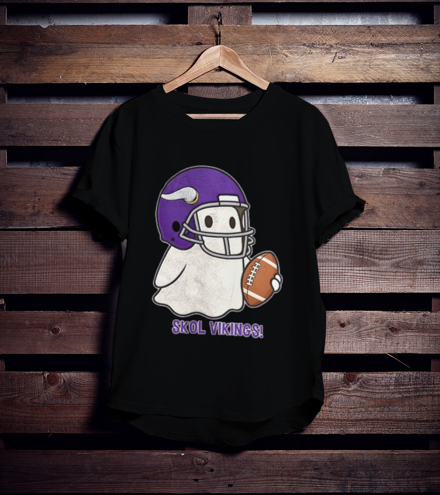 Minnesota Vikings Skol Vikings Ghost Purple Football Helmet T-Shirt