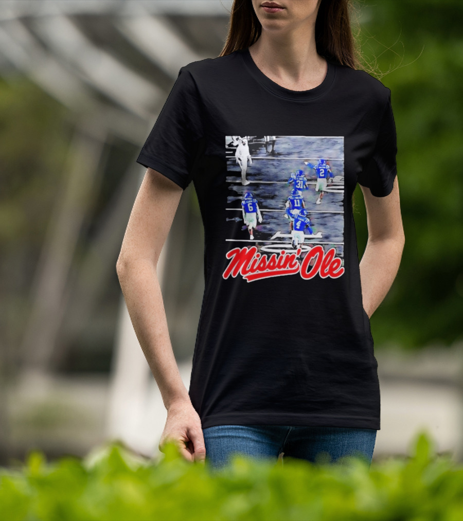 Missin' Ole Mississippi Rebels Football Players In Action T-Shirt