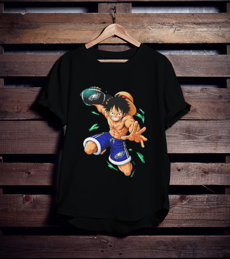Monkey D. Luffy Philadelphia Eagles Football Anime T-Shirt