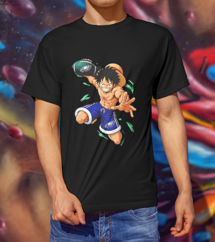 Monkey D. Luffy Philadelphia Eagles Football Anime T-Shirt