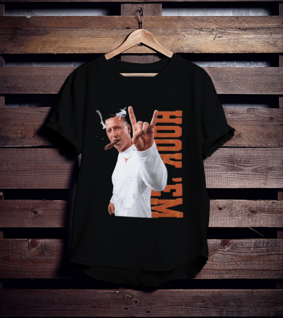 Steve Sarkisian Texas Longhorns NCAA Hook Em Smoking Cigar T-Shirt