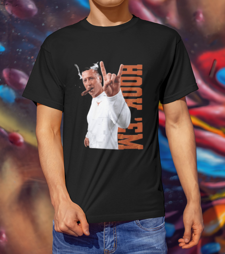Steve Sarkisian Texas Longhorns NCAA Hook Em Smoking Cigar T-Shirt