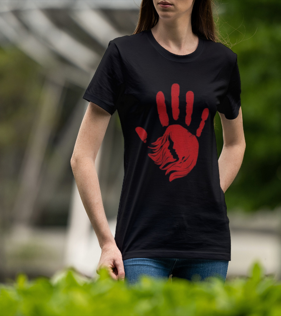 No More Stolen Sisters MMIW Awareness Red Handprint Symbol Advocacy T-Shirt