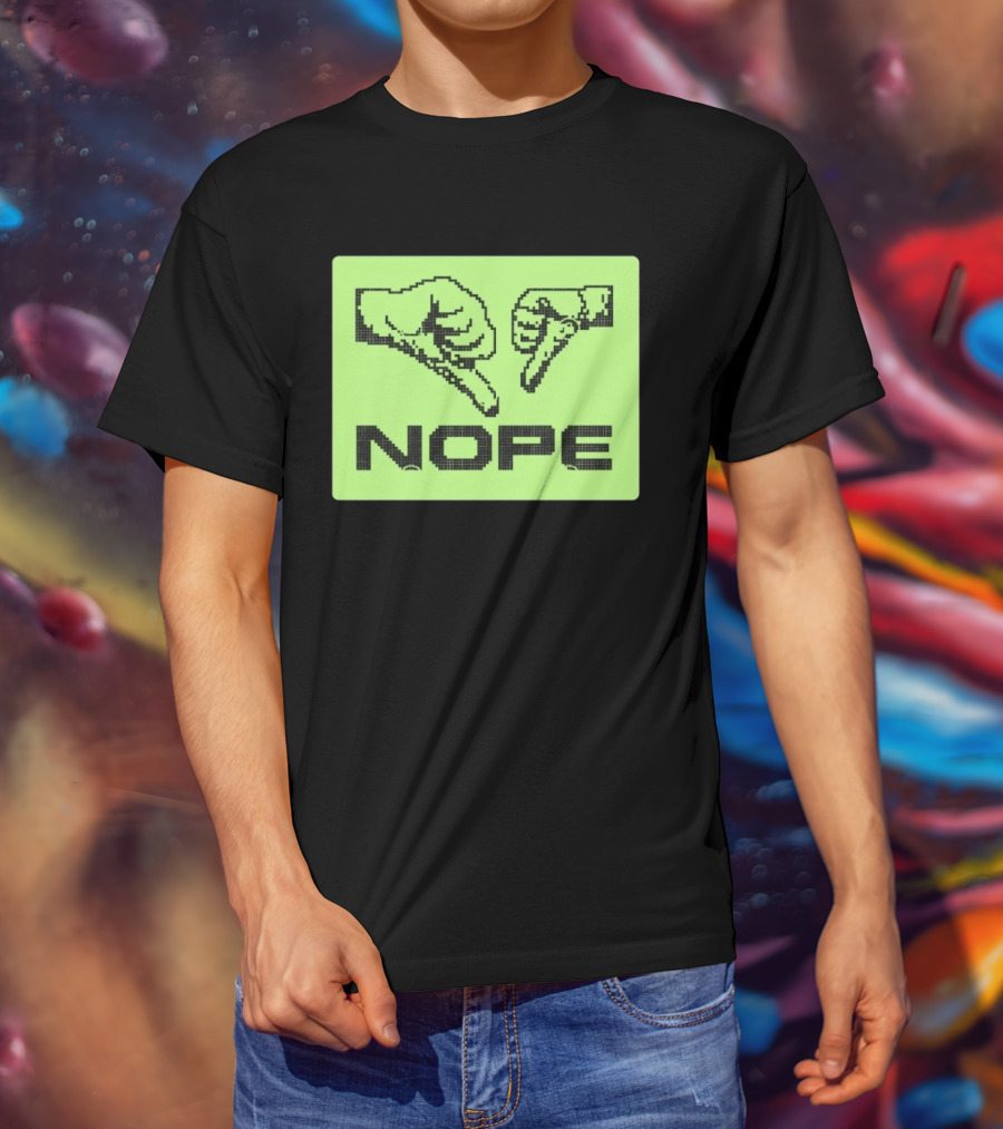 Nope Thumbs Down Pixel Art Dislike Expression T-Shirt